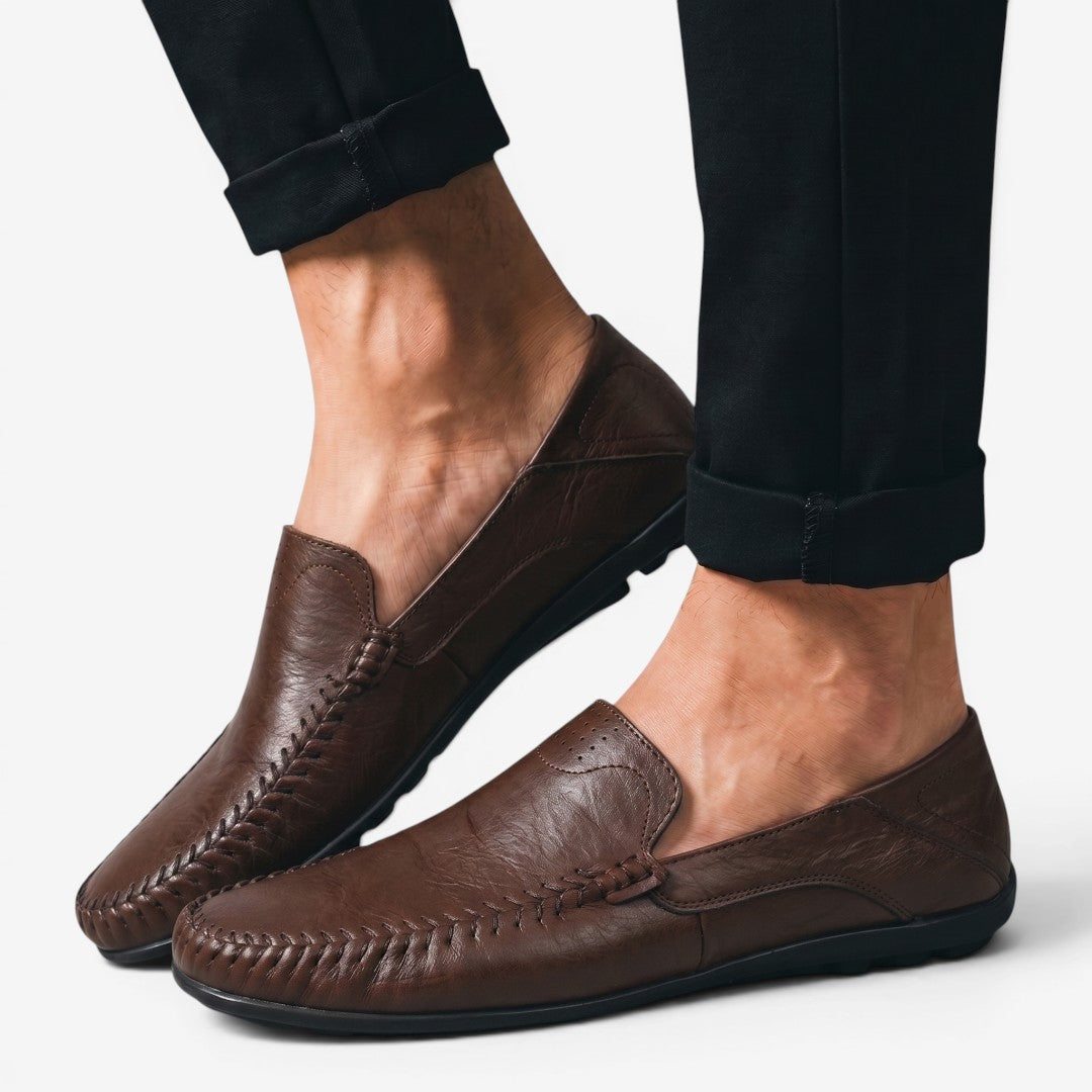 Jorvalore | Men's Breathable Leather Slip-On Loafers for Walking