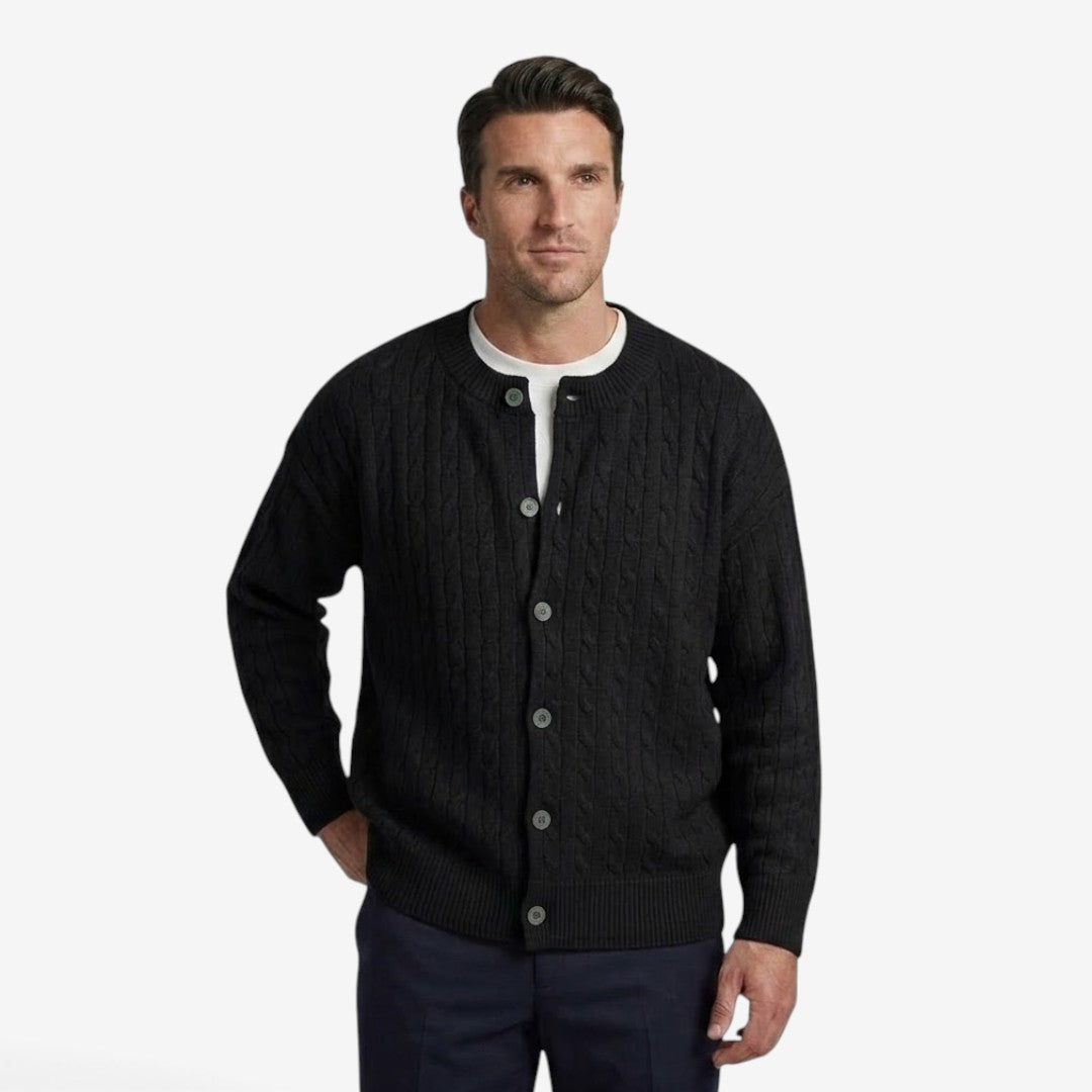 Jorvalore | Men's Cable Knit Button Cardigan Casual Loose Fit