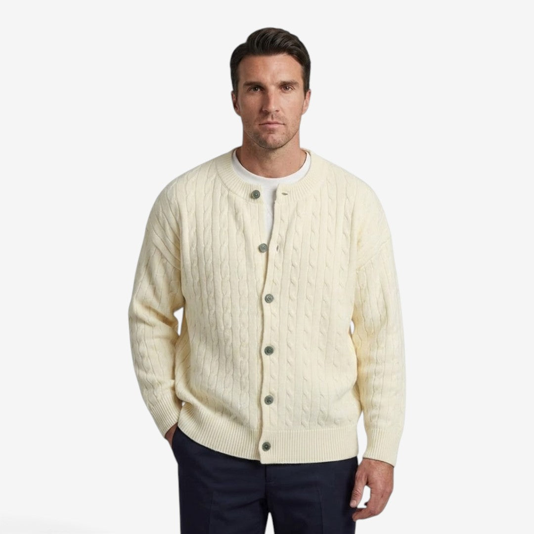 Jorvalore | Men's Cable Knit Button Cardigan Casual Loose Fit