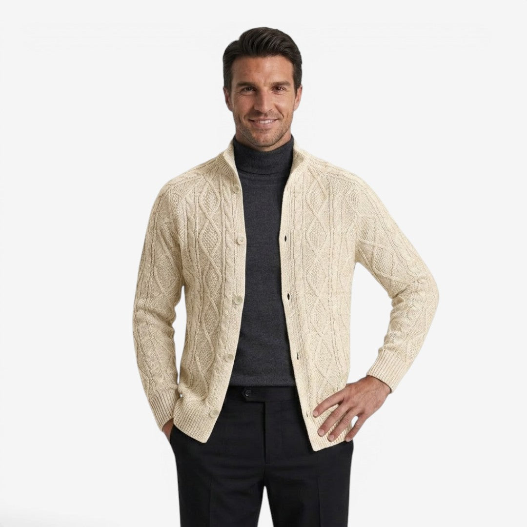 Jorvalore | Men's Cable Knit Button Cardigan for Autumn & Winter