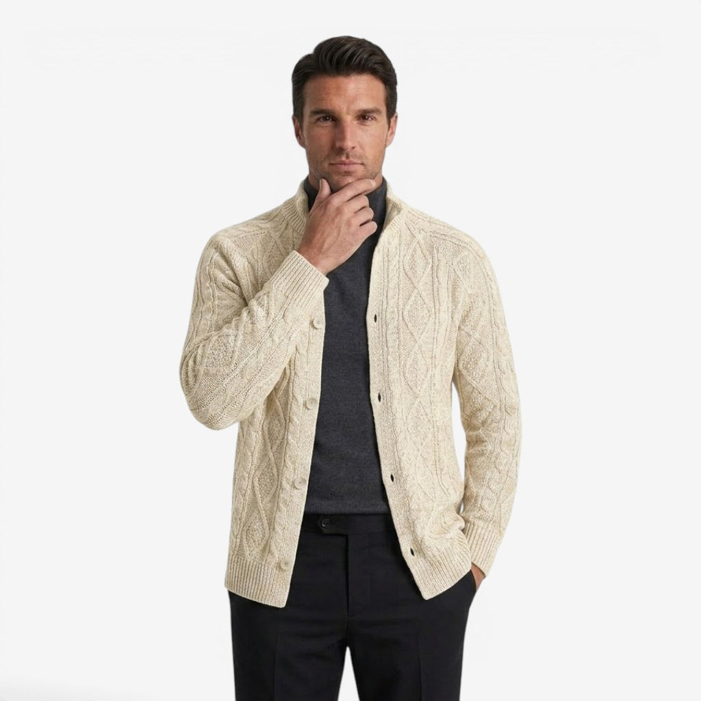 Jorvalore | Men's Cable Knit Button Cardigan for Autumn & Winter