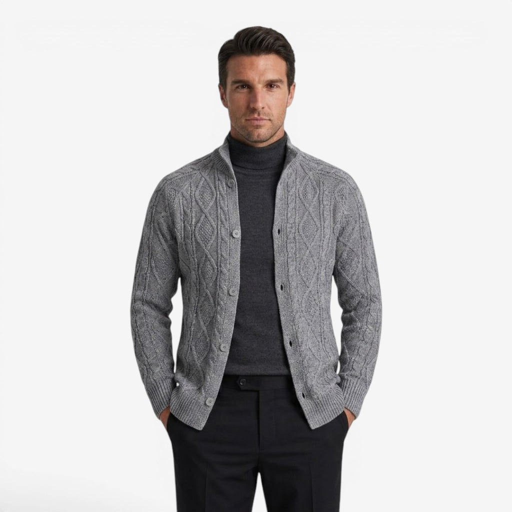 Jorvalore | Men's Cable Knit Button Cardigan for Autumn & Winter