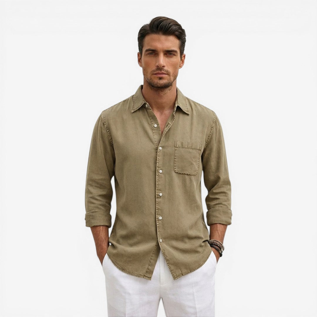Jorvalore | Men’s Casual Denim Shirt Lightweight Long Sleeve Summer Fit
