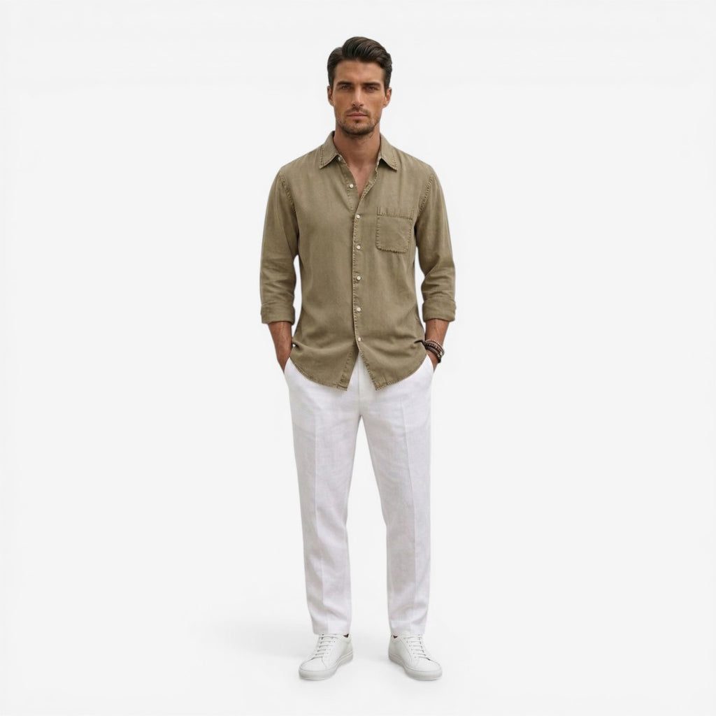 Jorvalore | Men’s Casual Denim Shirt Lightweight Long Sleeve Summer Fit