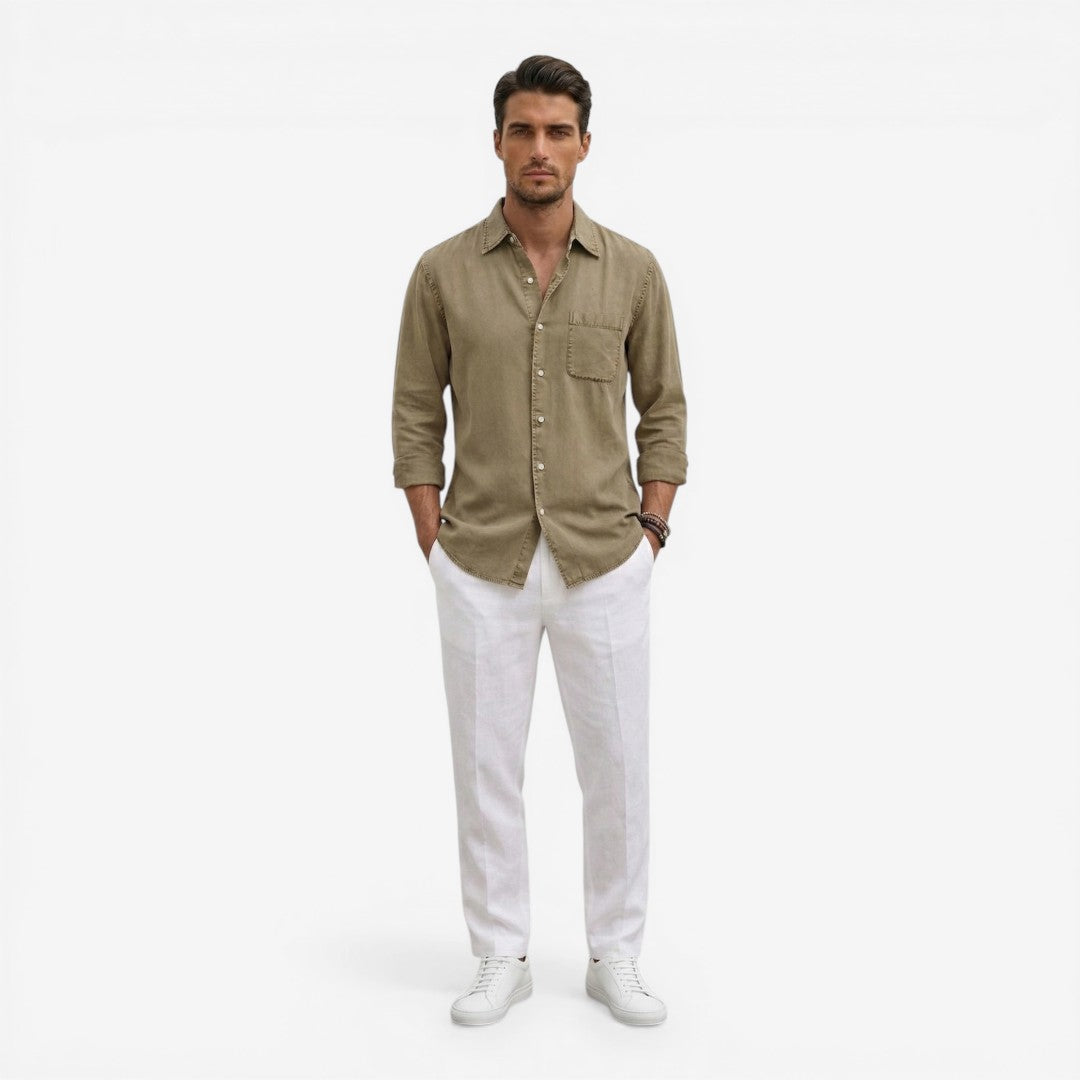 Jorvalore | Men’s Casual Denim Shirt Lightweight Long Sleeve Summer Fit
