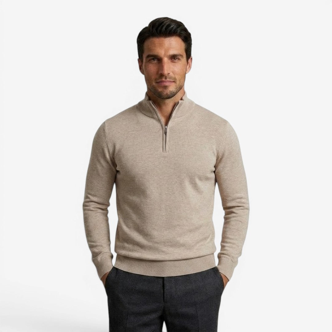 Jorvalore | Men's Casual Knit Quarter Zip Jumper with Warm Comfort