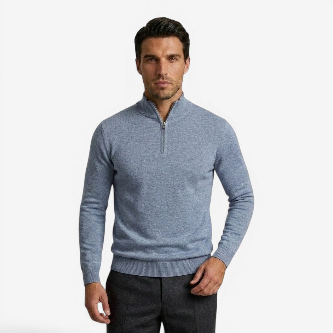 Jorvalore | Men's Casual Knit Quarter Zip Jumper with Warm Comfort