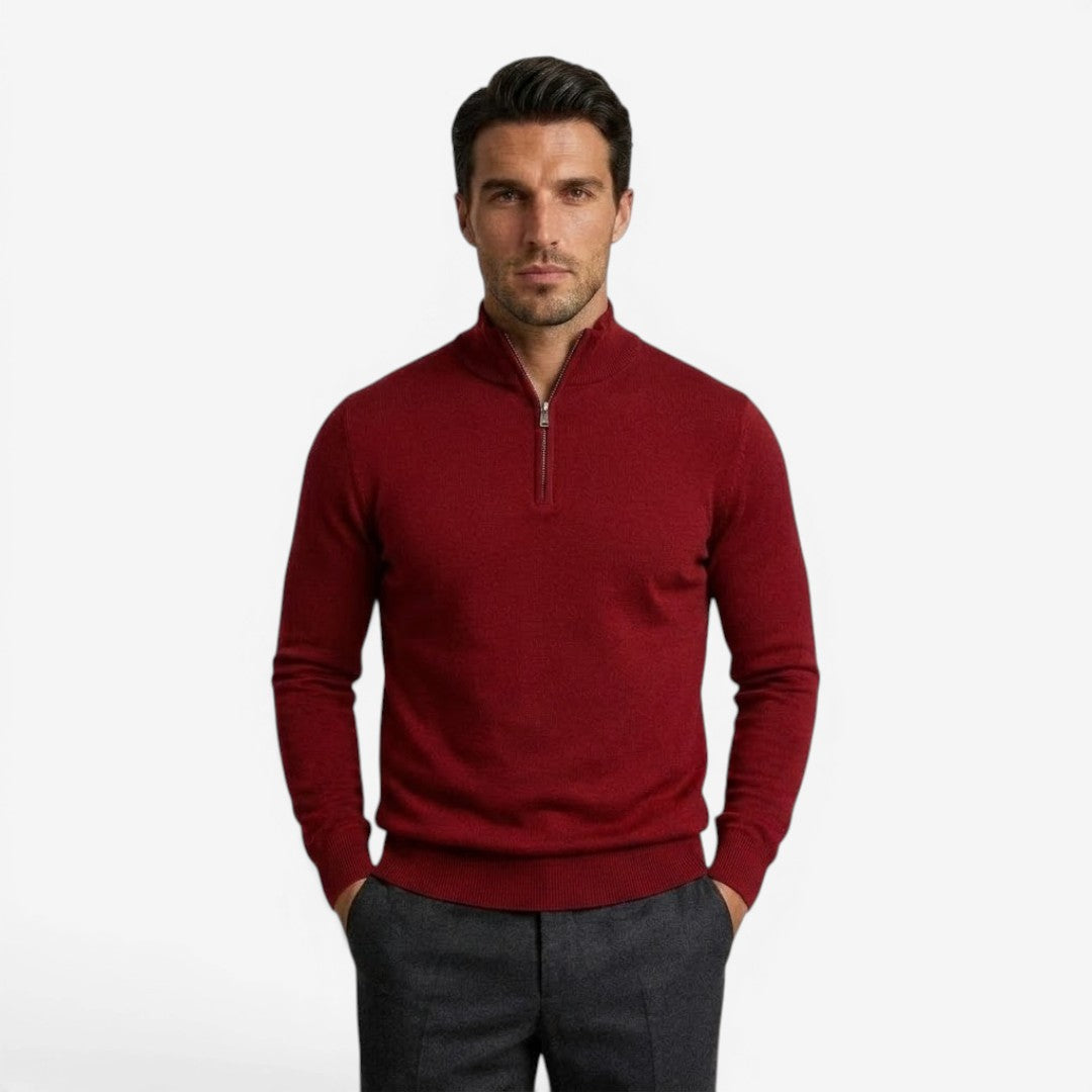 Jorvalore | Men's Casual Knit Quarter Zip Jumper with Warm Comfort