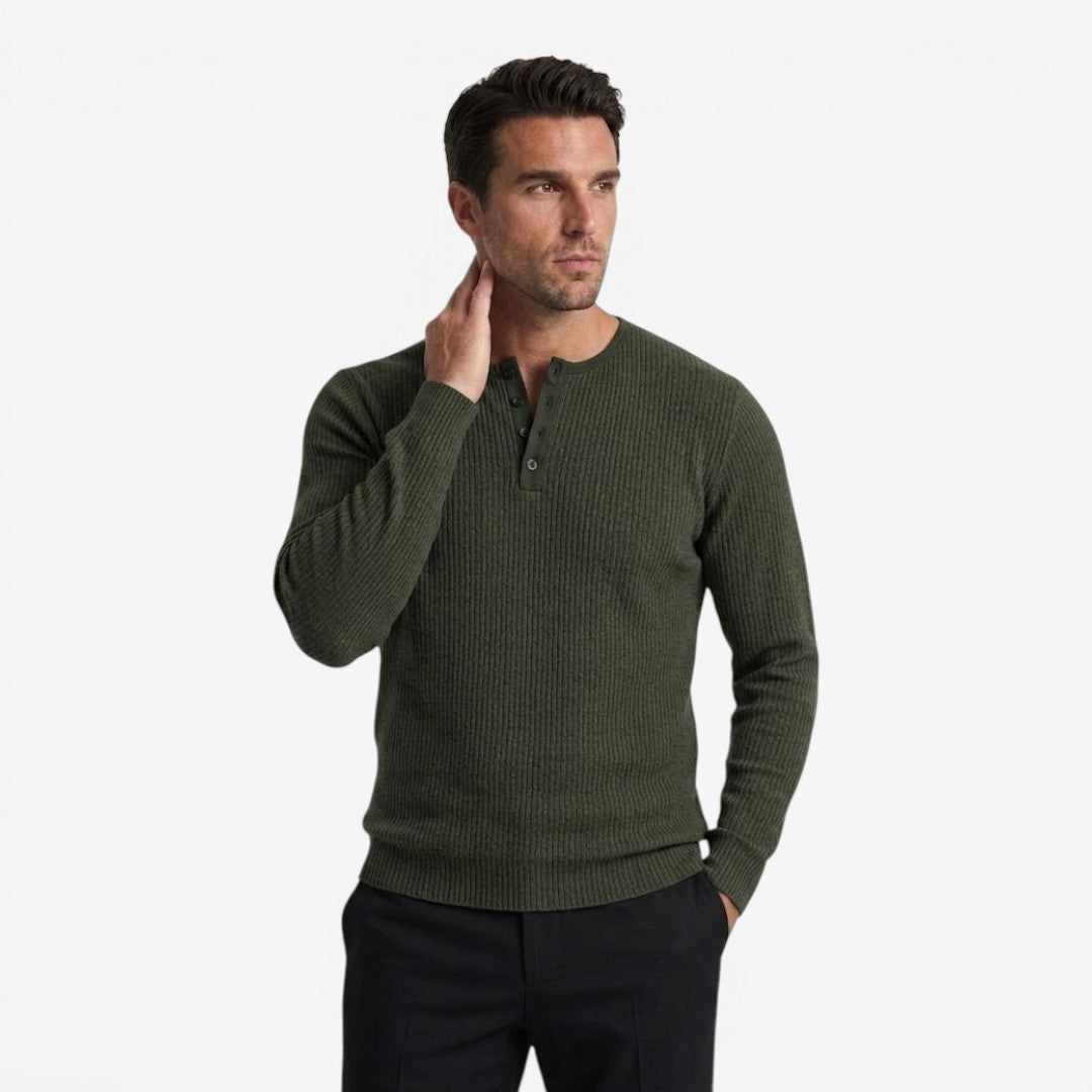 Jorvalore | Men's Casual Ribbed Henley Shirt for Autumn & Winter