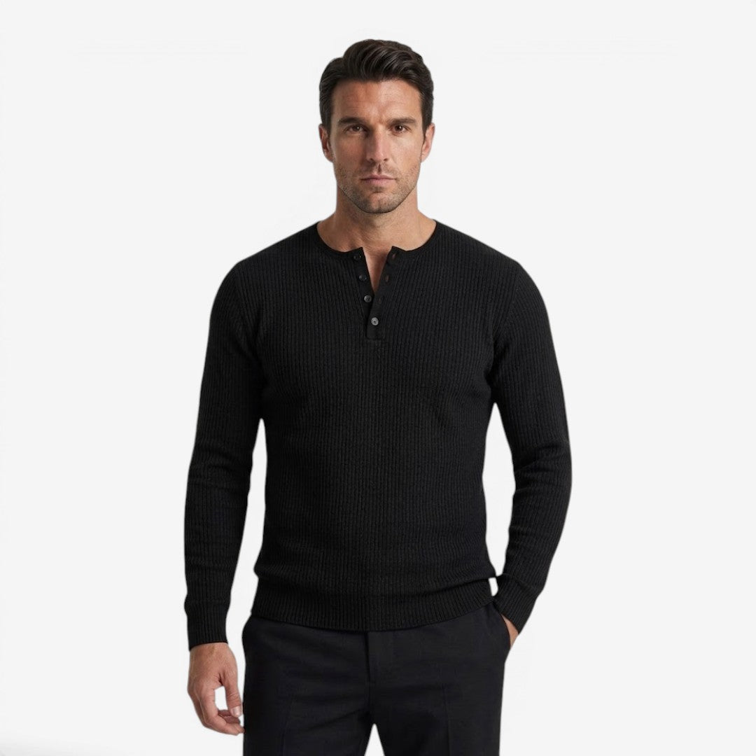 Jorvalore | Men's Casual Ribbed Henley Shirt for Autumn & Winter