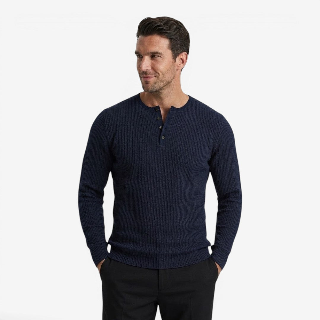 Jorvalore | Men's Casual Ribbed Henley Shirt for Autumn & Winter