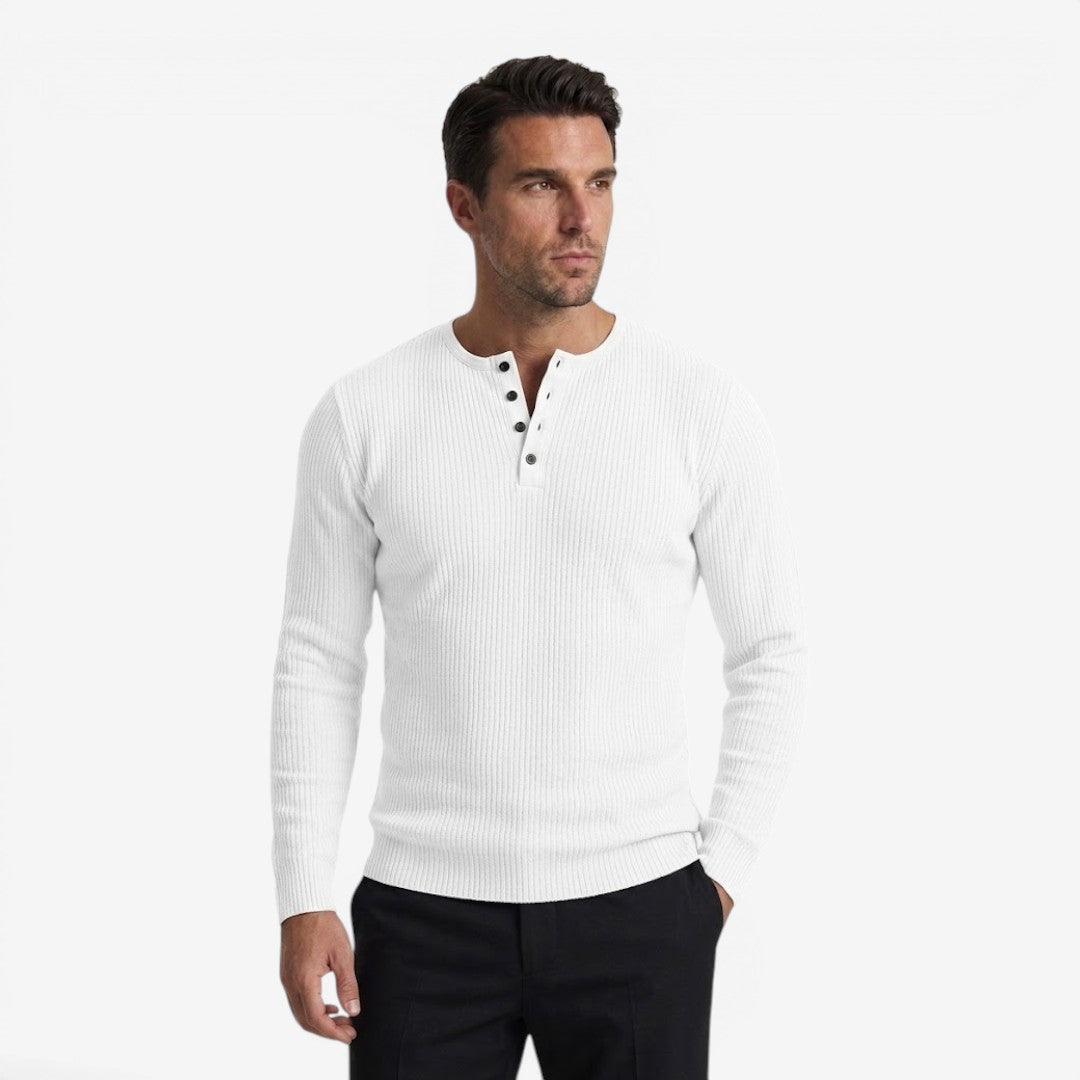 Jorvalore | Men's Casual Ribbed Henley Shirt for Autumn & Winter