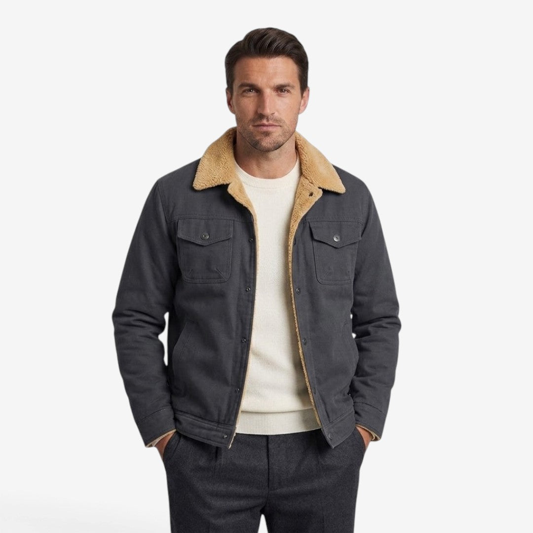 Jorvalore | Men's Classic Fleece Jacket Lapel Collar for Winter