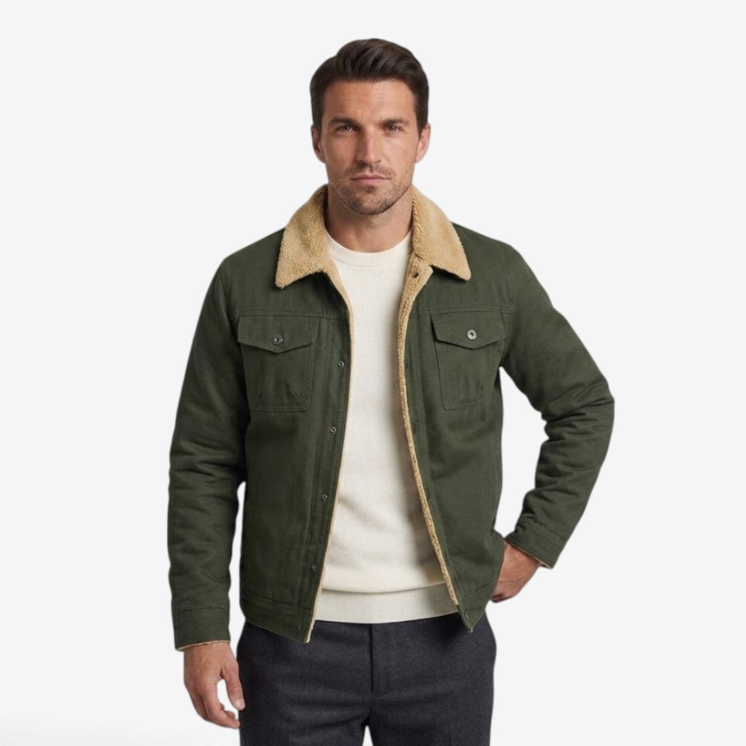 Jorvalore | Men's Classic Fleece Jacket Lapel Collar for Winter