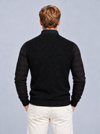 Jorvalore | Men’s Collared Two in One V-Neck Jumper Cable-Knit Layered Top