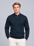 Jorvalore | Men’s Collared Two in One V-Neck Jumper Cable-Knit Layered Top