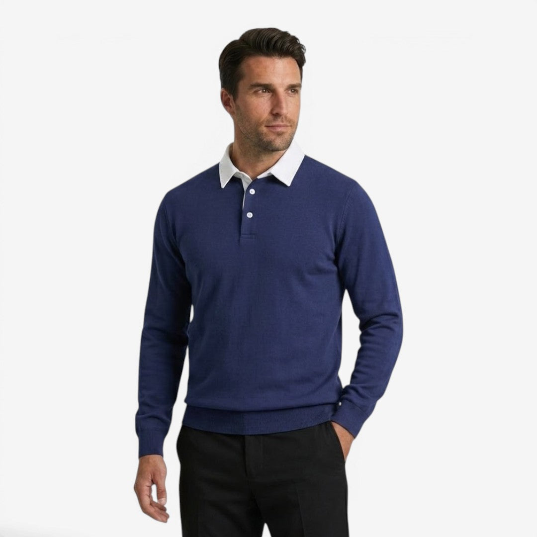 Jorvalore | Men's Cotton Knit Polo Jumper for Autumn Winter Style