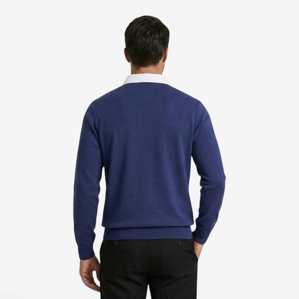 Jorvalore | Men's Cotton Knit Polo Jumper for Autumn Winter Style