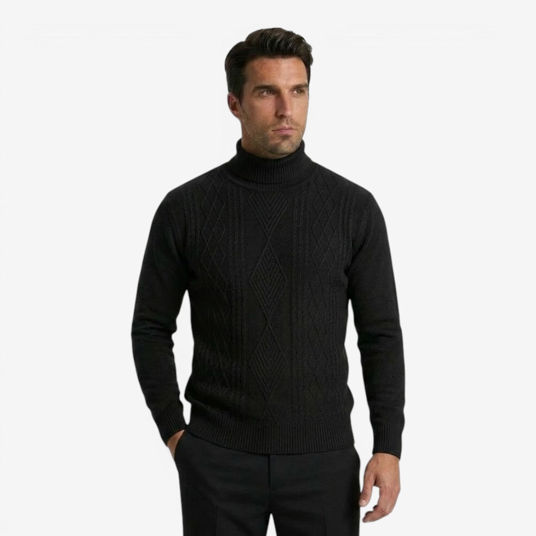 Jorvalore | Men's High Neck Textured Knit Jumper Soft Comfortable Fit