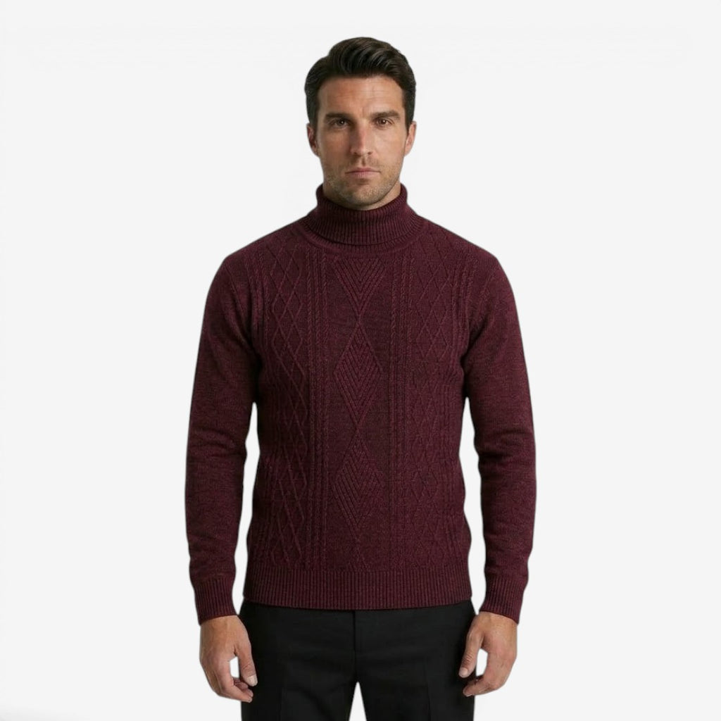 Jorvalore | Men's High Neck Textured Knit Jumper Soft Comfortable Fit