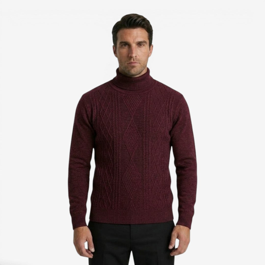 Jorvalore | Men's High Neck Textured Knit Jumper Soft Comfortable Fit