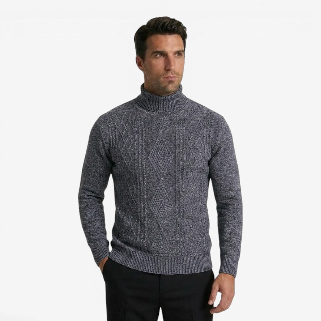 Jorvalore | Men's High Neck Textured Knit Jumper Soft Comfortable Fit