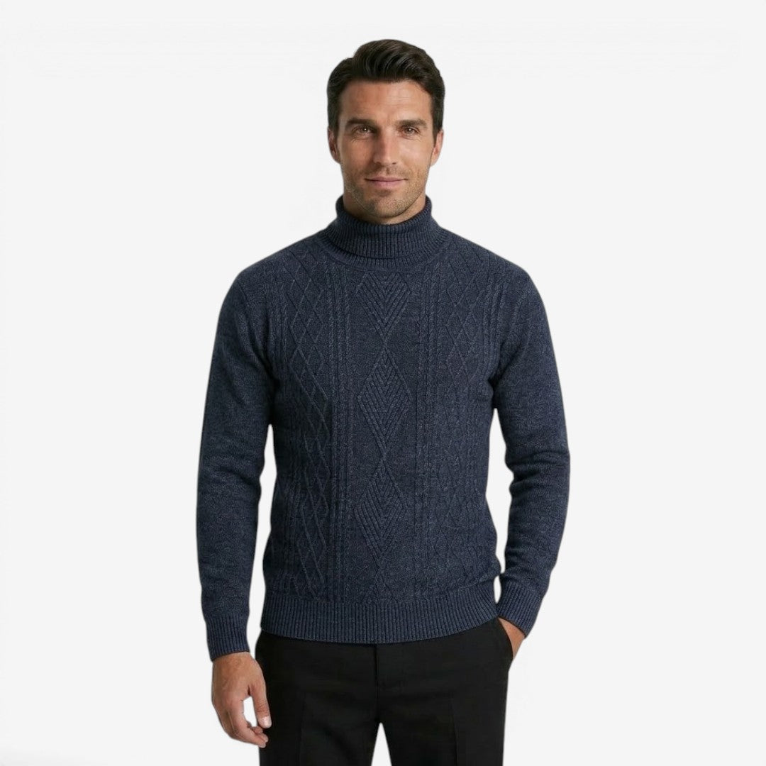 Jorvalore | Men's High Neck Textured Knit Jumper Soft Comfortable Fit