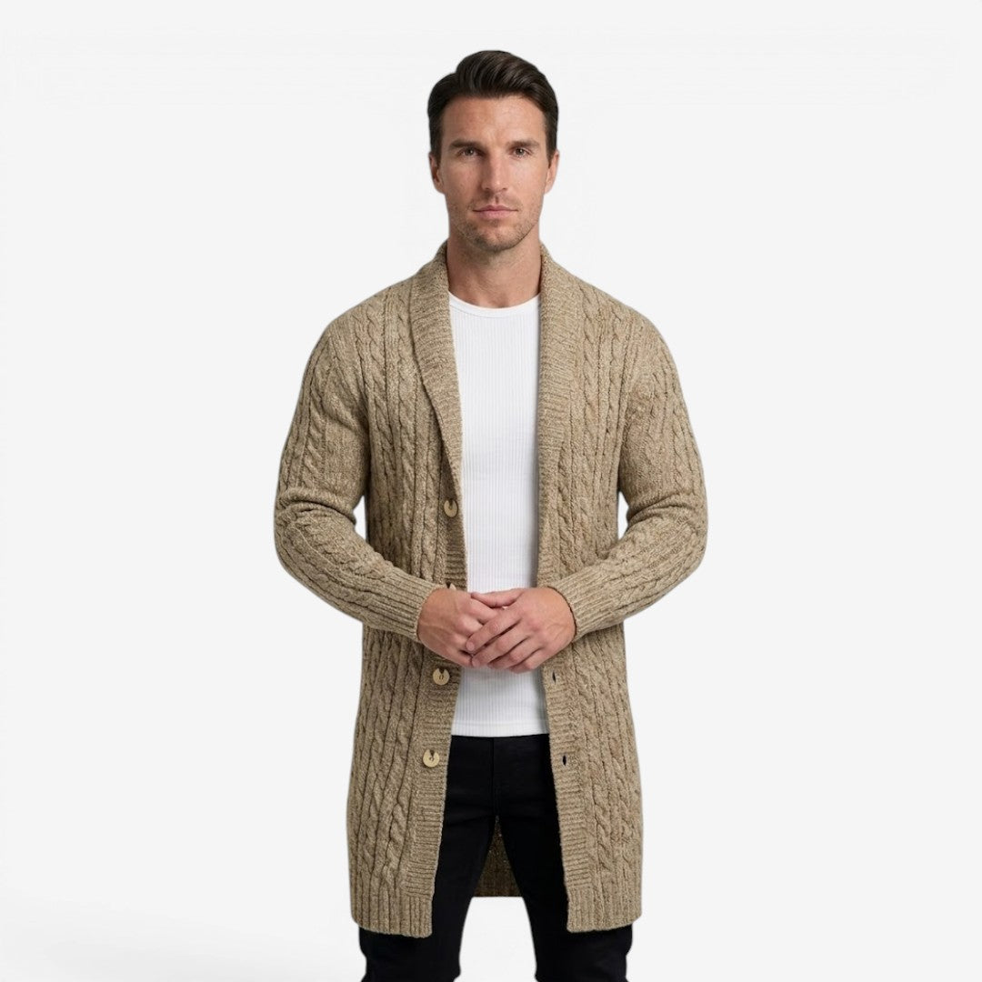 Jorvalore | Men's Jacquard Knit Cardigan with Lapel Collar for Winter