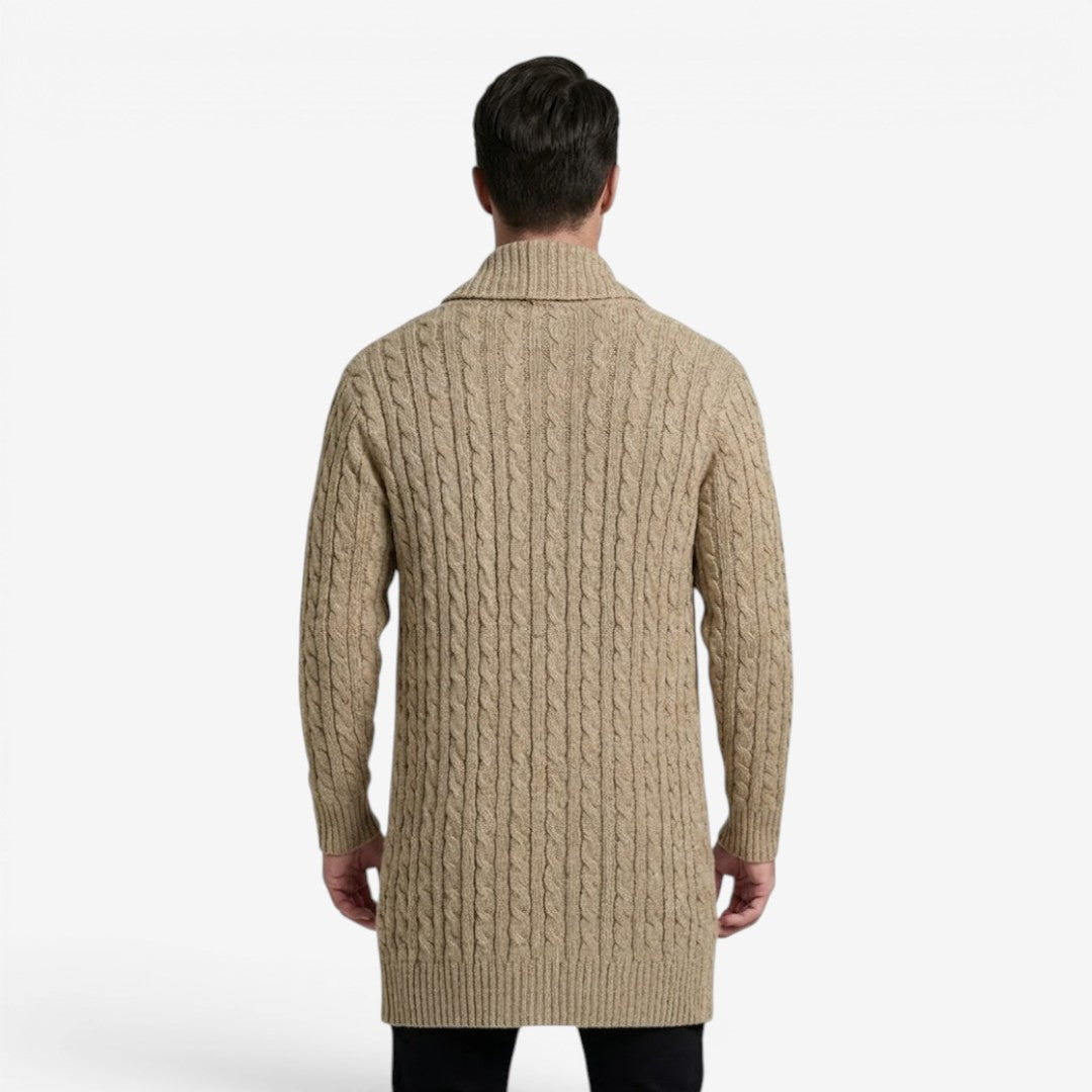 Jorvalore | Men's Jacquard Knit Cardigan with Lapel Collar for Winter