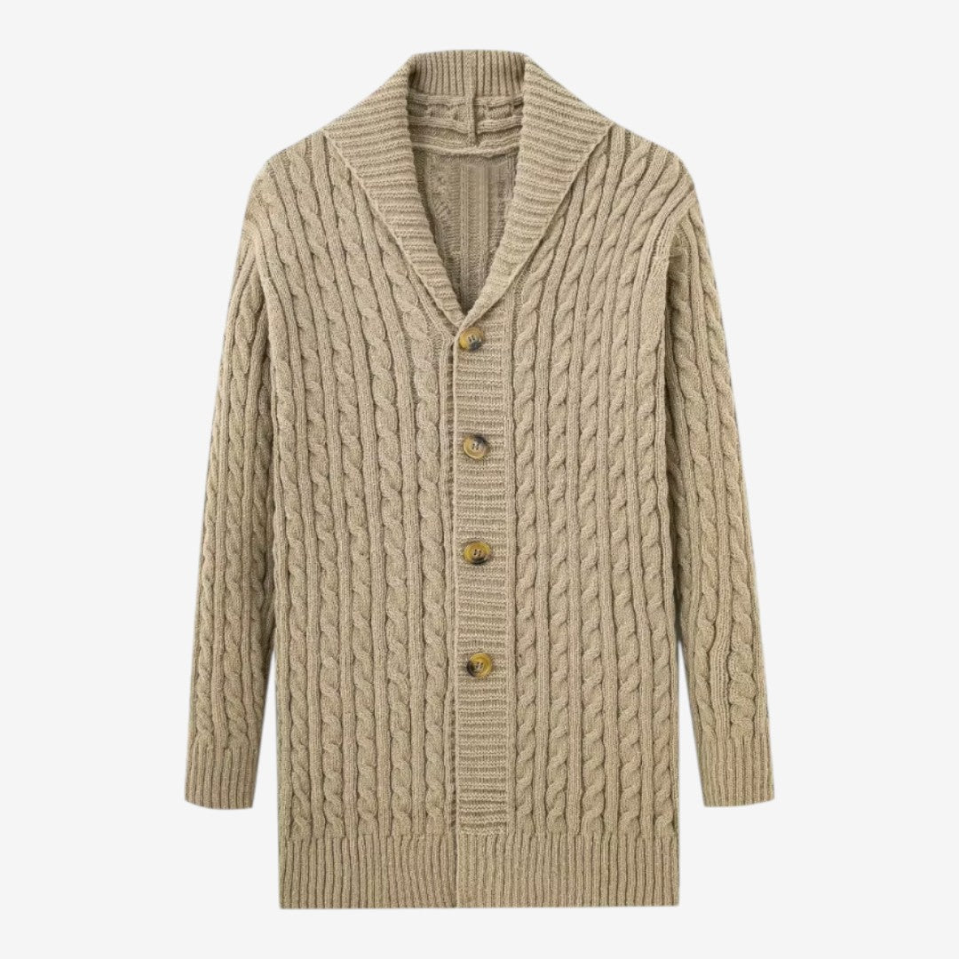 Jorvalore | Men's Jacquard Knit Cardigan with Lapel Collar for Winter