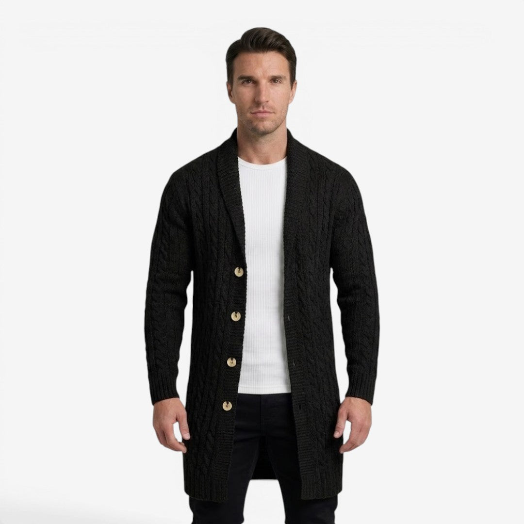 Jorvalore | Men's Jacquard Knit Cardigan with Lapel Collar for Winter