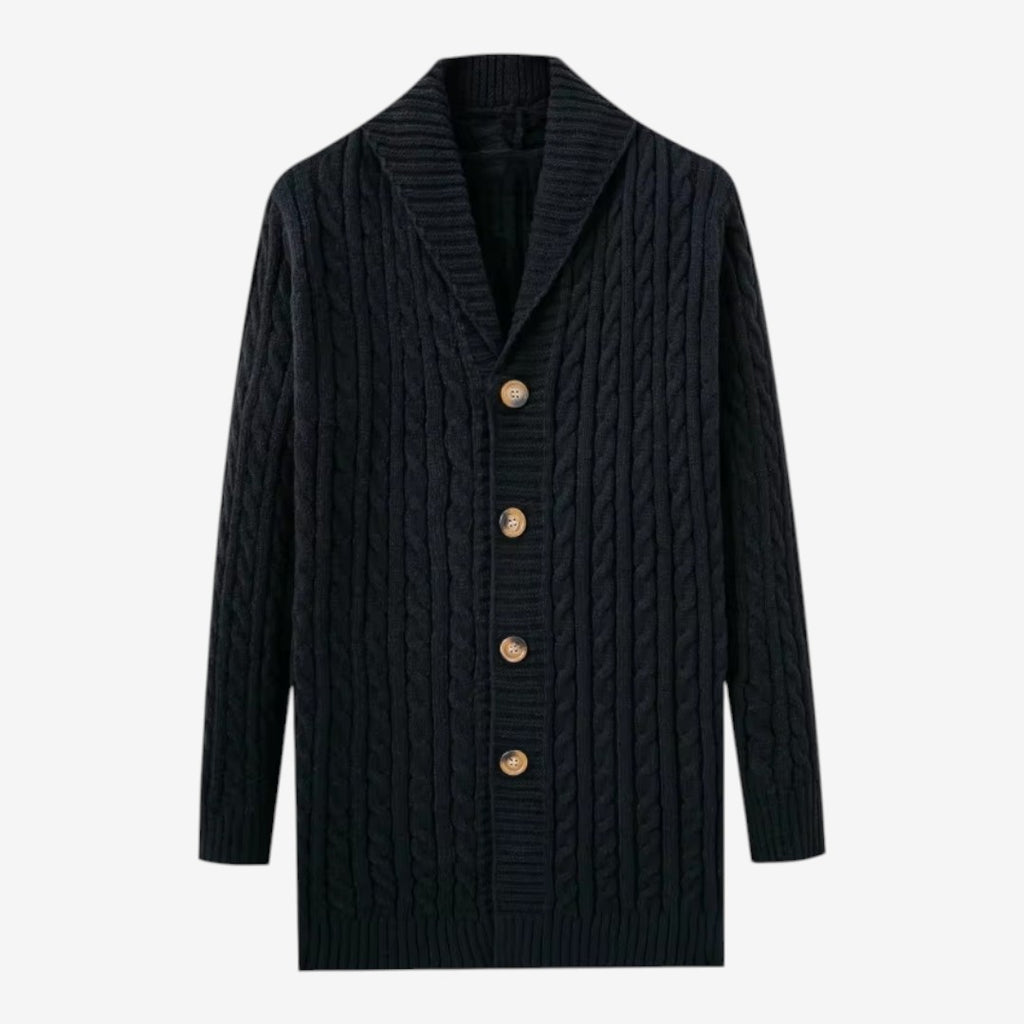 Jorvalore | Men's Jacquard Knit Cardigan with Lapel Collar for Winter