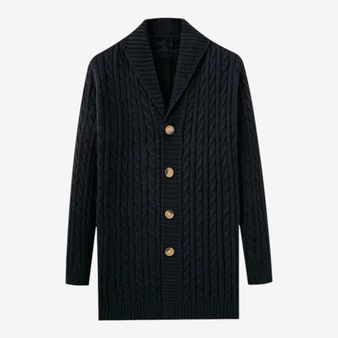 Jorvalore | Men's Jacquard Knit Cardigan with Lapel Collar for Winter