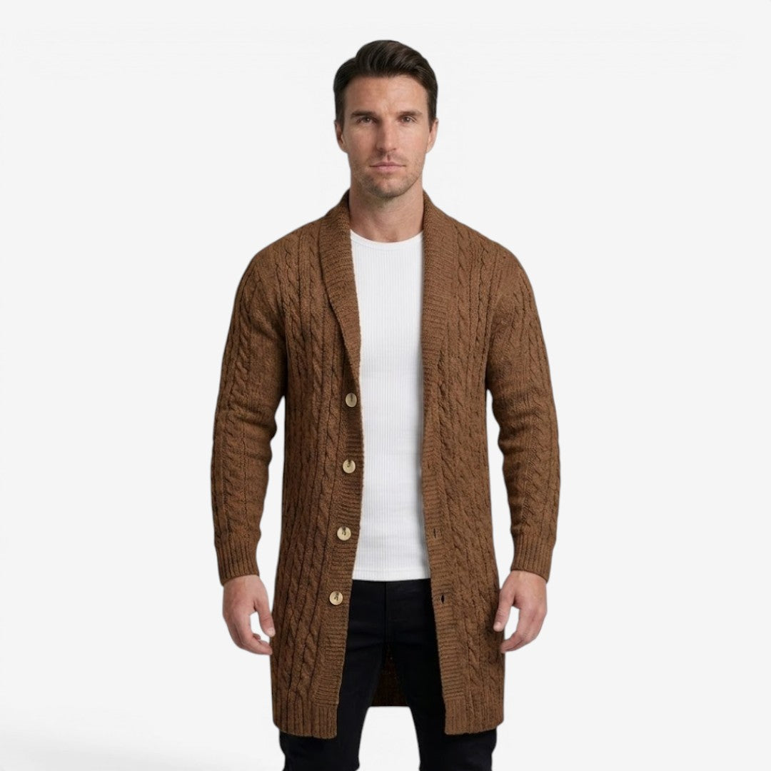 Jorvalore | Men's Jacquard Knit Cardigan with Lapel Collar for Winter