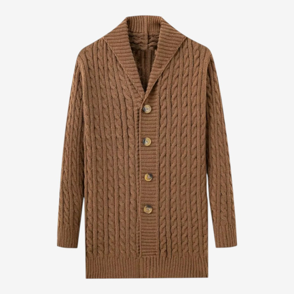 Jorvalore | Men's Jacquard Knit Cardigan with Lapel Collar for Winter