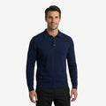 Jorvalore | Men's Long Sleeve Knit Wool Blend Polo Shirt for Smart Casual Wear