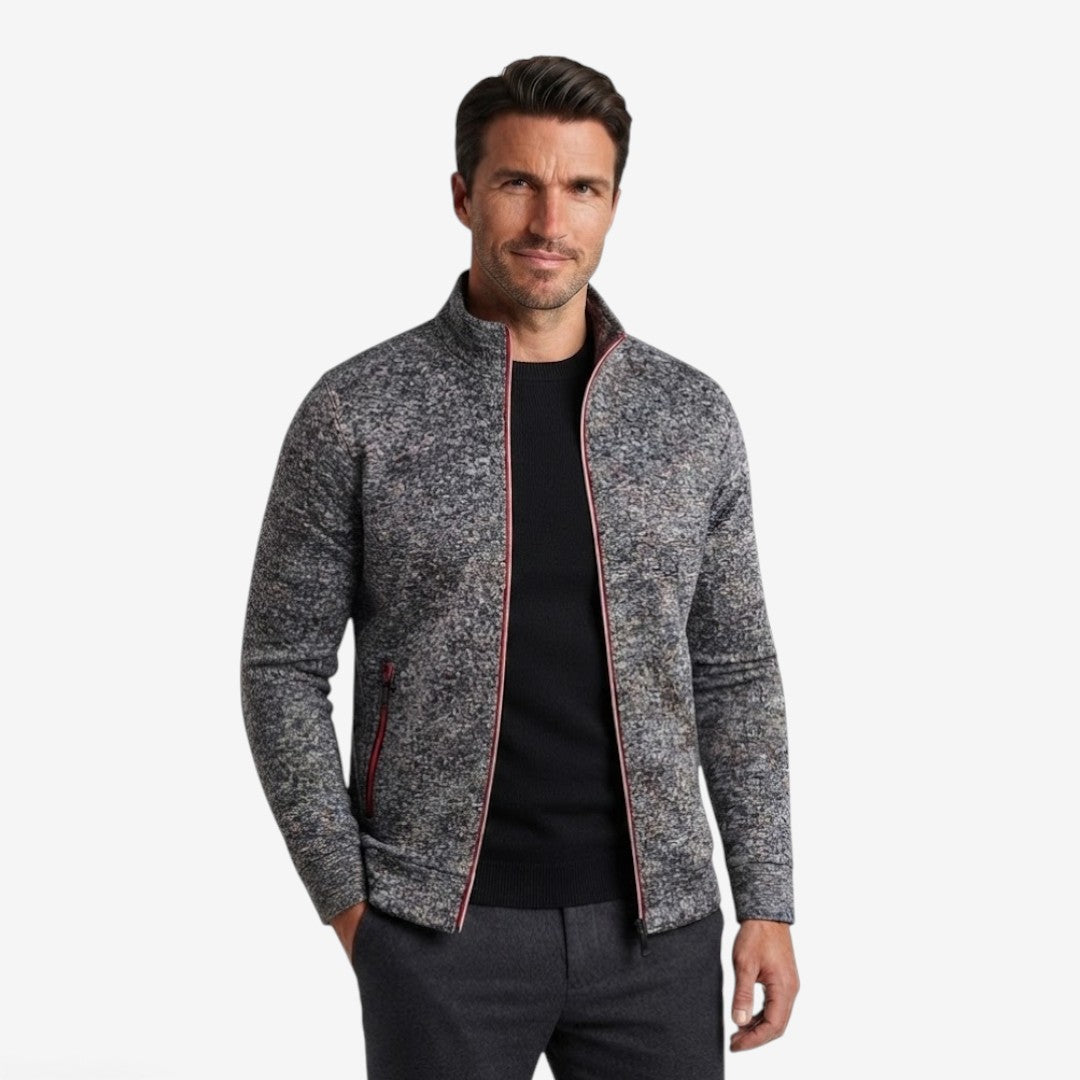 Jorvalore | Men’s Knit Zip Jacket High Neck Slim Fit with Zip Pockets