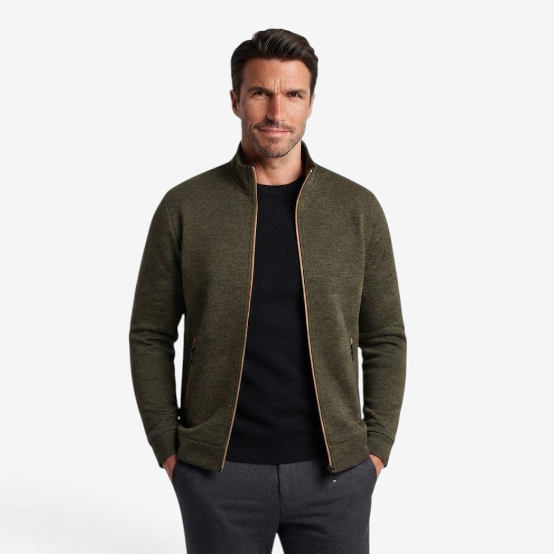 Jorvalore | Men’s Knit Zip Jacket High Neck Slim Fit with Zip Pockets