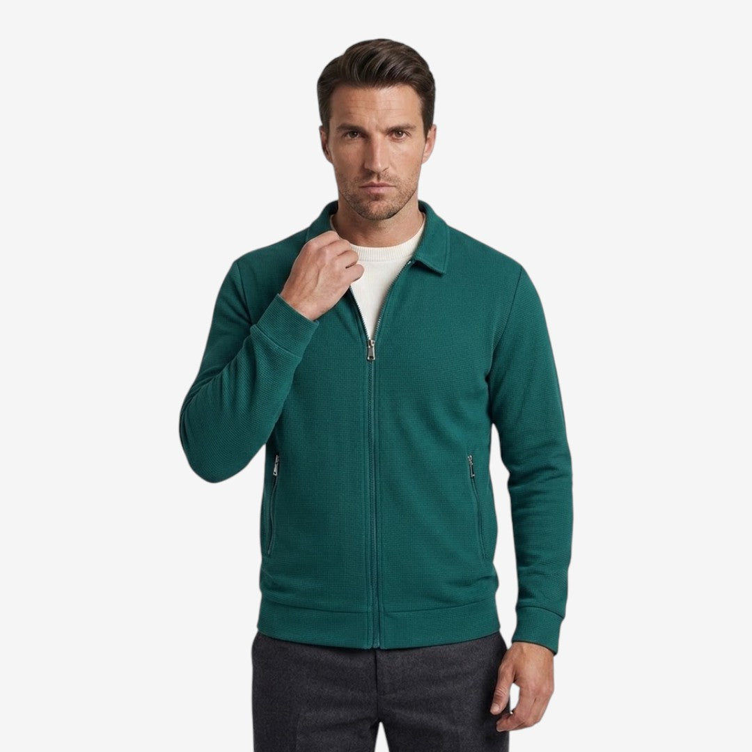 Jorvalore | Men’s Lightweight Waffle Jacket Full Zip Collared