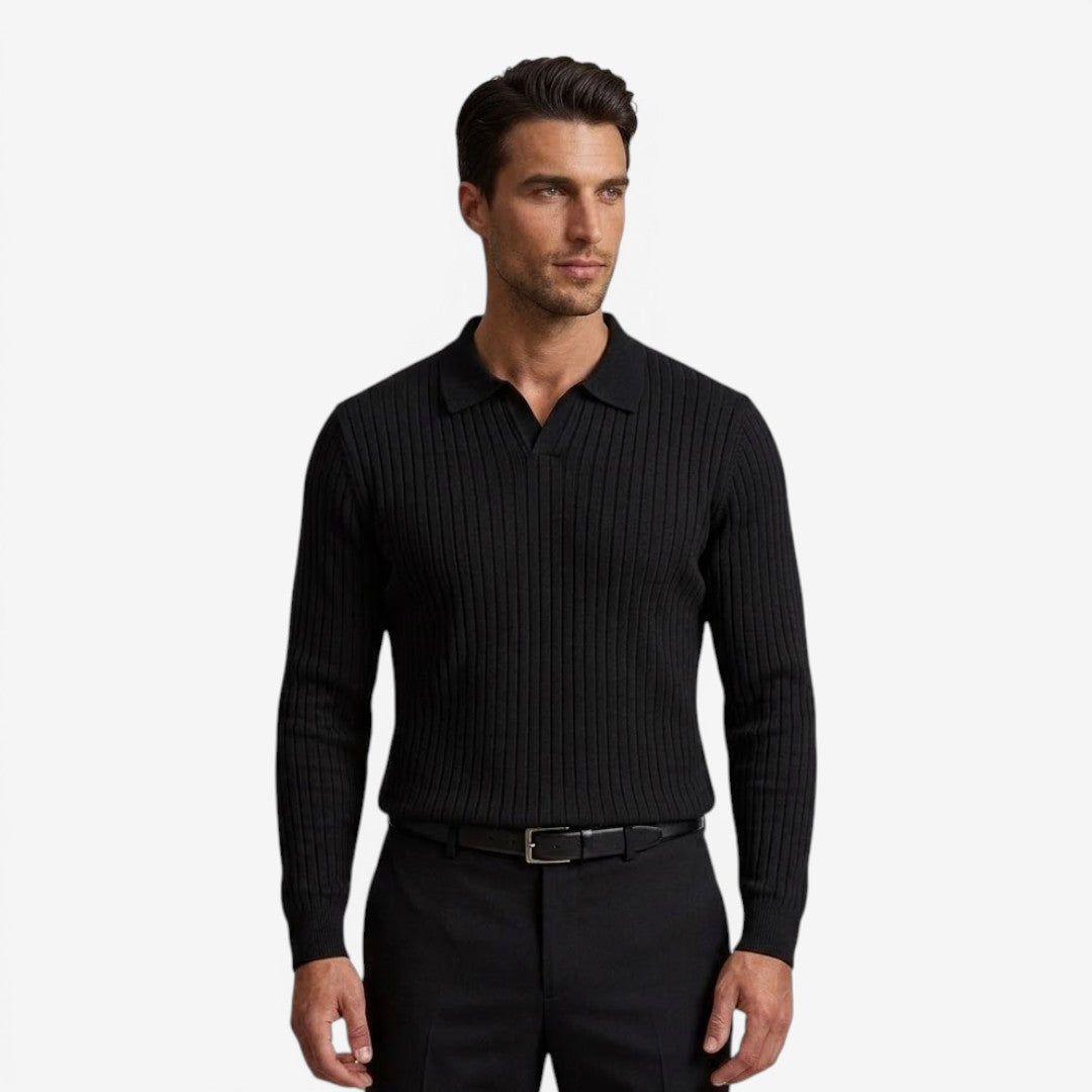 Jorvalore | Men's Long Sleeve Knit Polo Shirt for Casual Wear