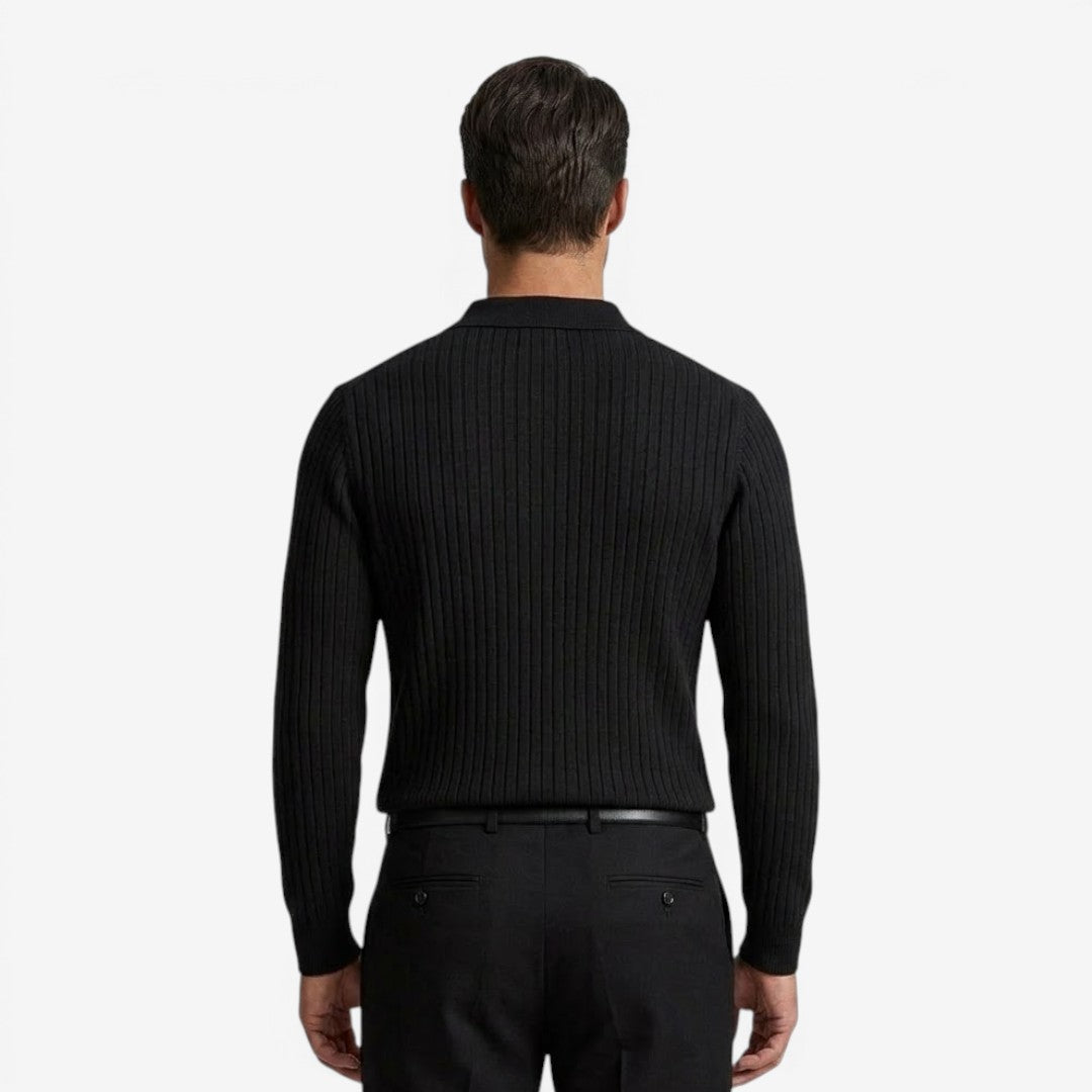 Jorvalore | Men's Long Sleeve Knit Polo Shirt for Casual Wear
