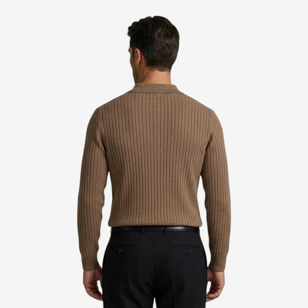 Jorvalore | Men's Long Sleeve Knit Polo Shirt for Casual Wear