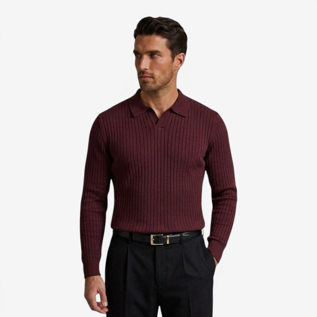 Jorvalore | Men's Long Sleeve Knit Polo Shirt for Casual Wear