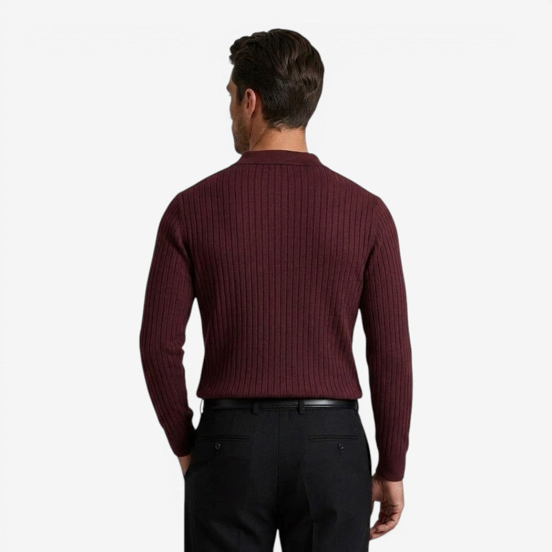 Jorvalore | Men's Long Sleeve Knit Polo Shirt for Casual Wear