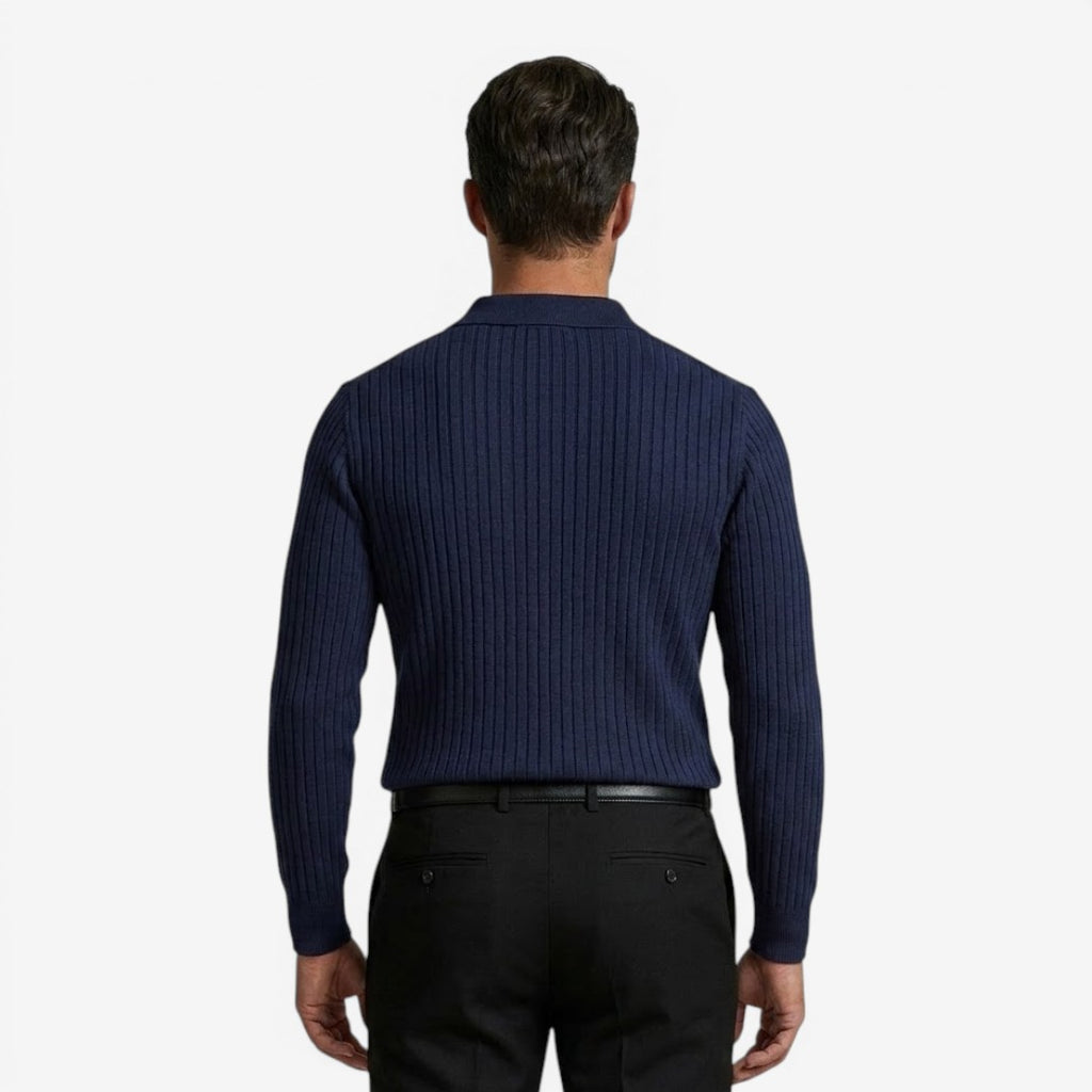 Jorvalore | Men's Long Sleeve Knit Polo Shirt for Casual Wear