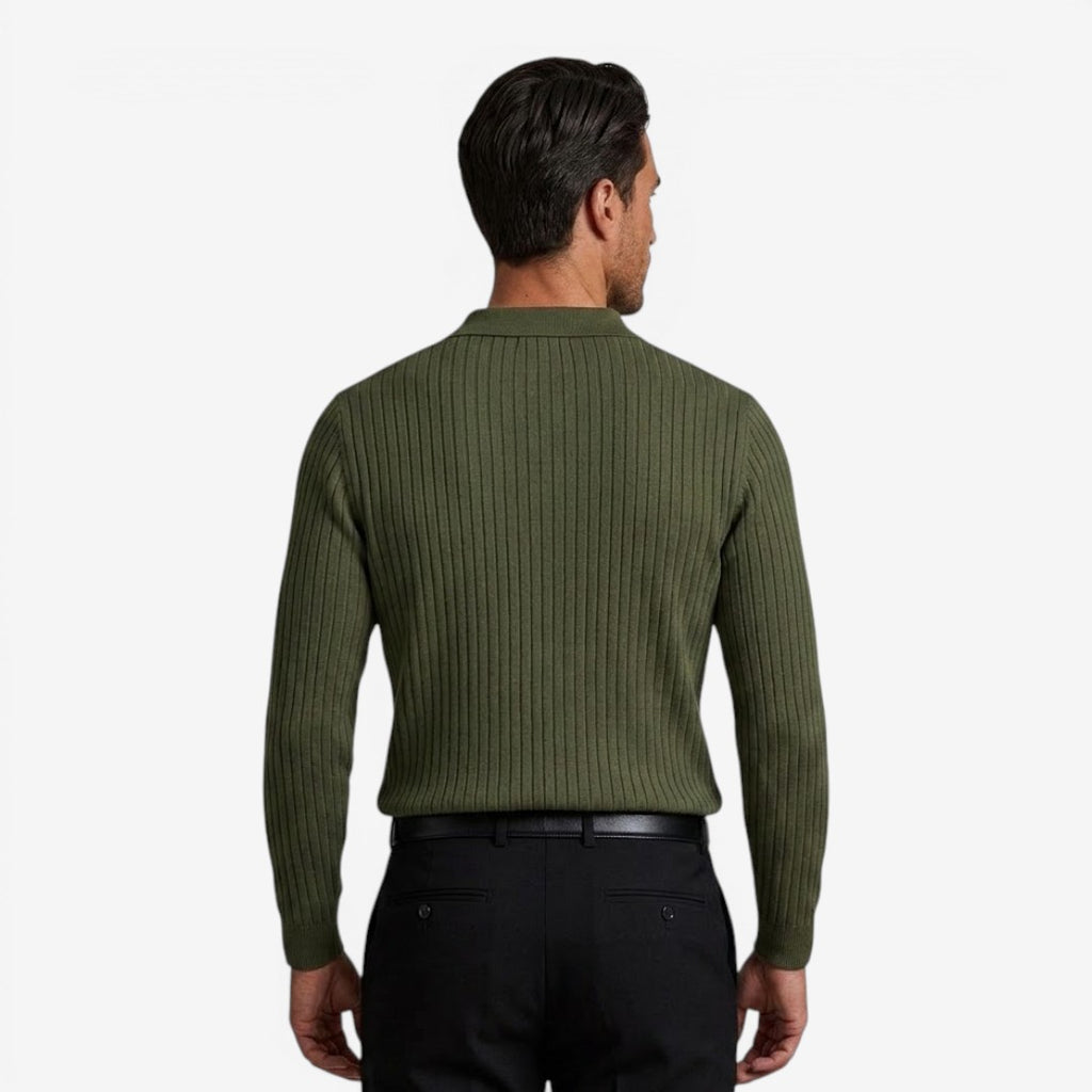 Jorvalore | Men's Long Sleeve Knit Polo Shirt for Casual Wear