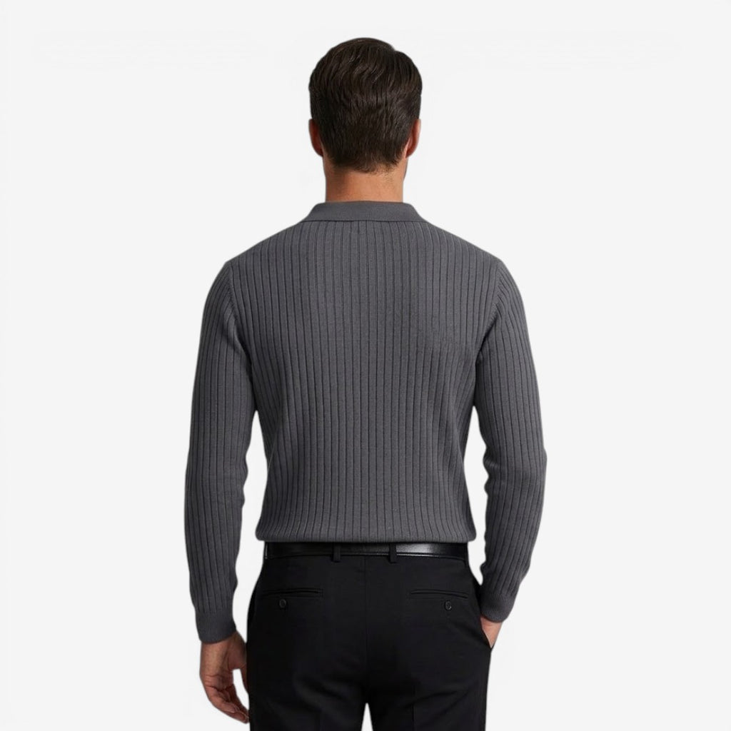Jorvalore | Men's Long Sleeve Knit Polo Shirt for Casual Wear