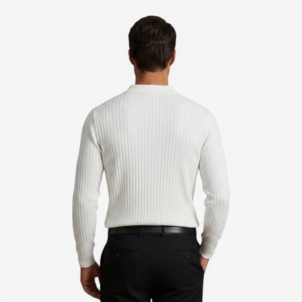 Jorvalore | Men's Long Sleeve Knit Polo Shirt for Casual Wear