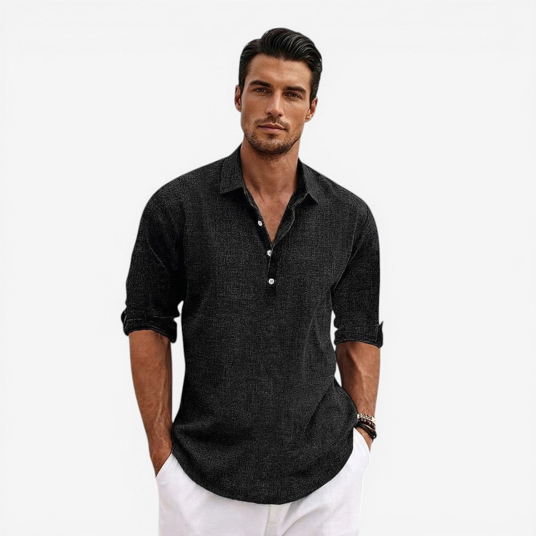 Jorvalore | Men’s Long Sleeve Summer Shirt Linen Blend Cool Comfortable