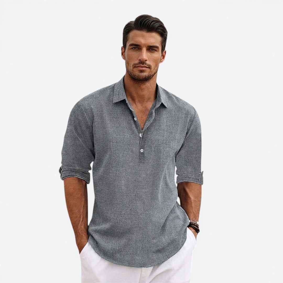 Jorvalore | Men’s Long Sleeve Summer Shirt Linen Blend Cool Comfortable
